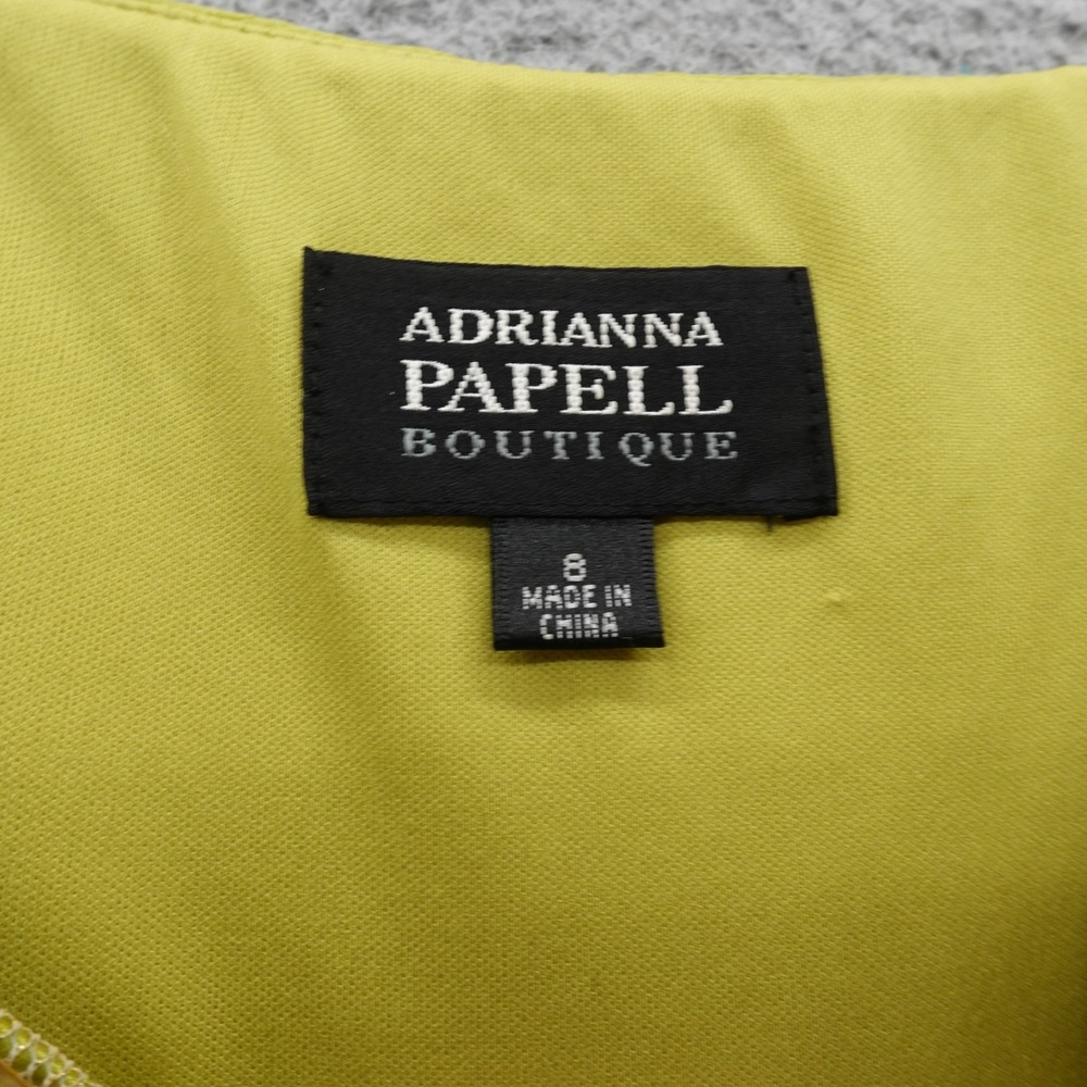 Adrianna Papell Silk Gown Dress Beaded Bodice Sleeveless 6 Green Satin Party - Picture 5 of 14